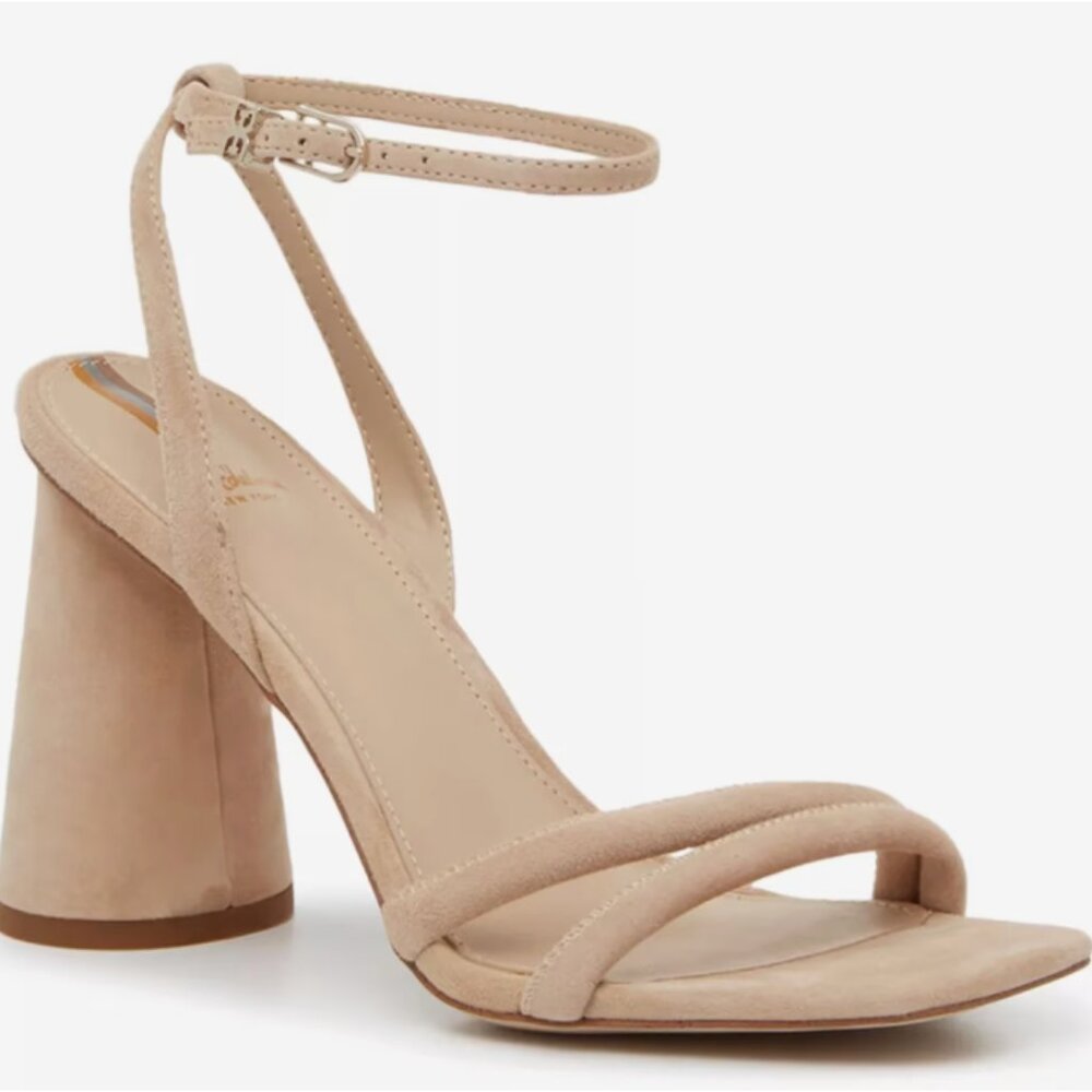 Sam Edelman KIA BLOCK HEEL SANDAL in Suede Cappuccino, size 8.5